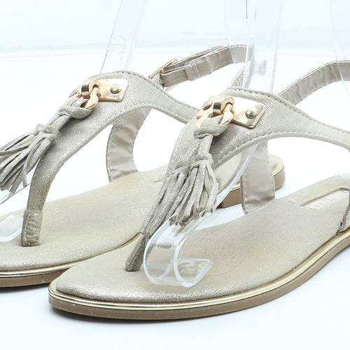 Primark Womens Gold Polyester Thong Sandal UK