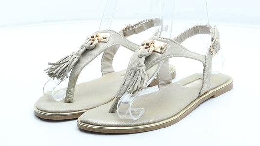 Primark Womens Gold Polyester Thong Sandal UK