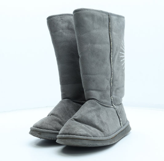 Shoe Zone Womens Grey Polyester Shearling Style Boot UK