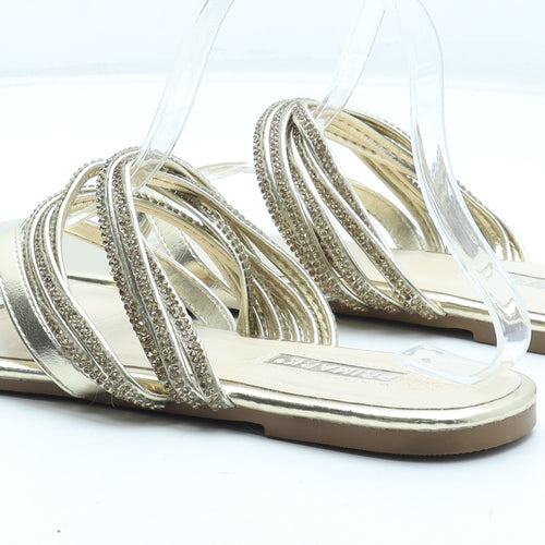 Primark Womens Gold Polyurethane Thong Sandal UK