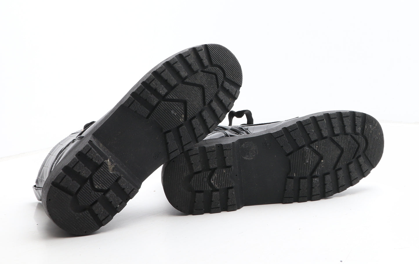 New Look Womens Black Animal Print Synthetic Biker Boot UK - Croc Texture
