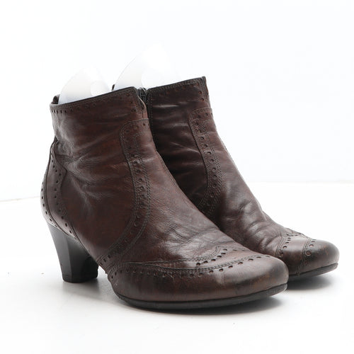Gabor Womens Brown Leather Bootie Boot UK