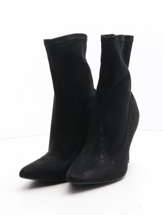 Sole Diva Womens Black Synthetic Sock Boot UK