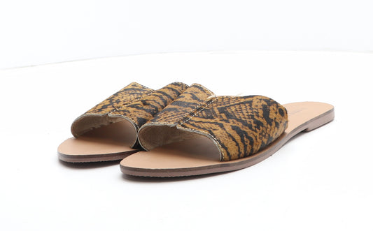 Papaya Womens Brown Animal Print Synthetic Slip On Sandal UK - Snakeskin Pattern