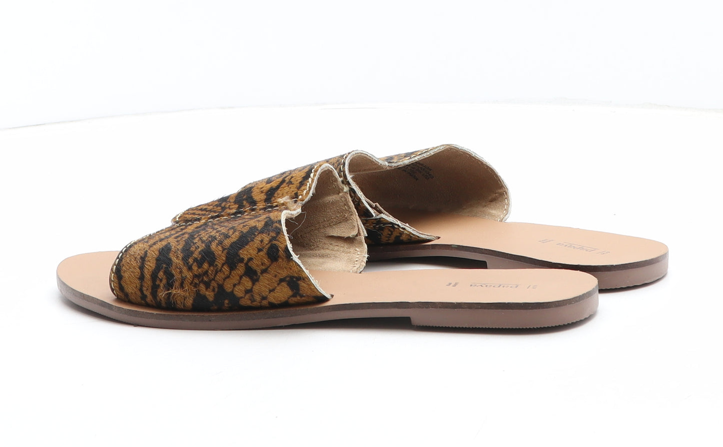 Papaya Womens Brown Animal Print Synthetic Slip On Sandal UK - Snakeskin Pattern