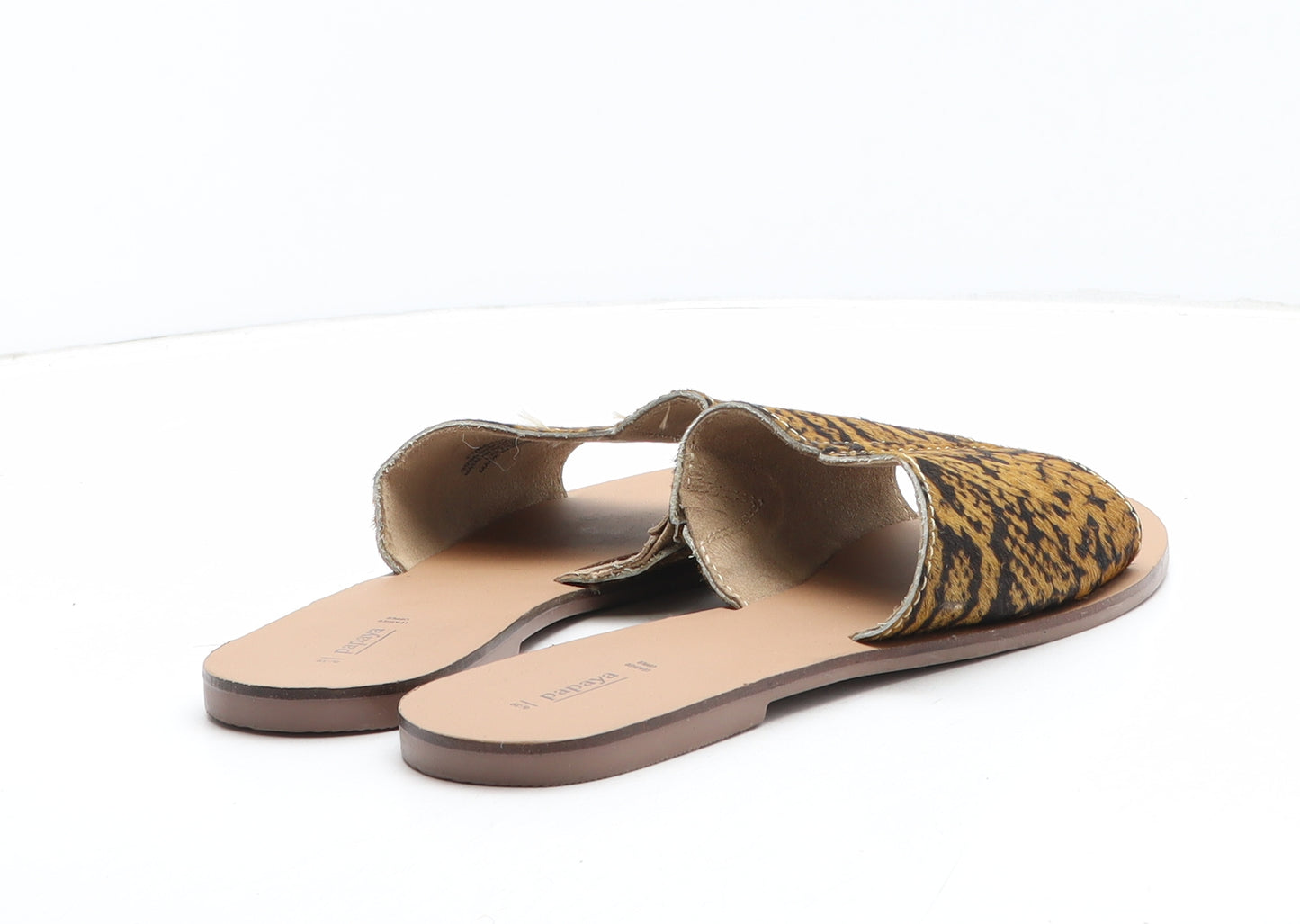 Papaya Womens Brown Animal Print Synthetic Slip On Sandal UK - Snakeskin Pattern