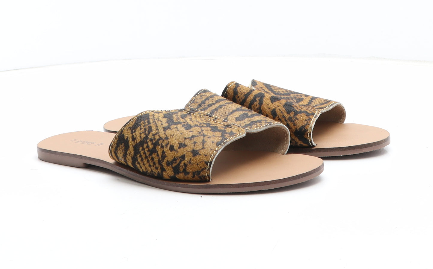 Papaya Womens Brown Animal Print Synthetic Slip On Sandal UK - Snakeskin Pattern