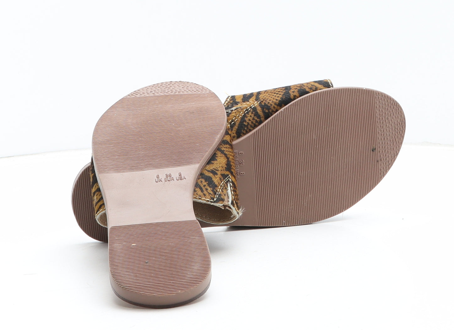 Papaya Womens Brown Animal Print Synthetic Slip On Sandal UK - Snakeskin Pattern