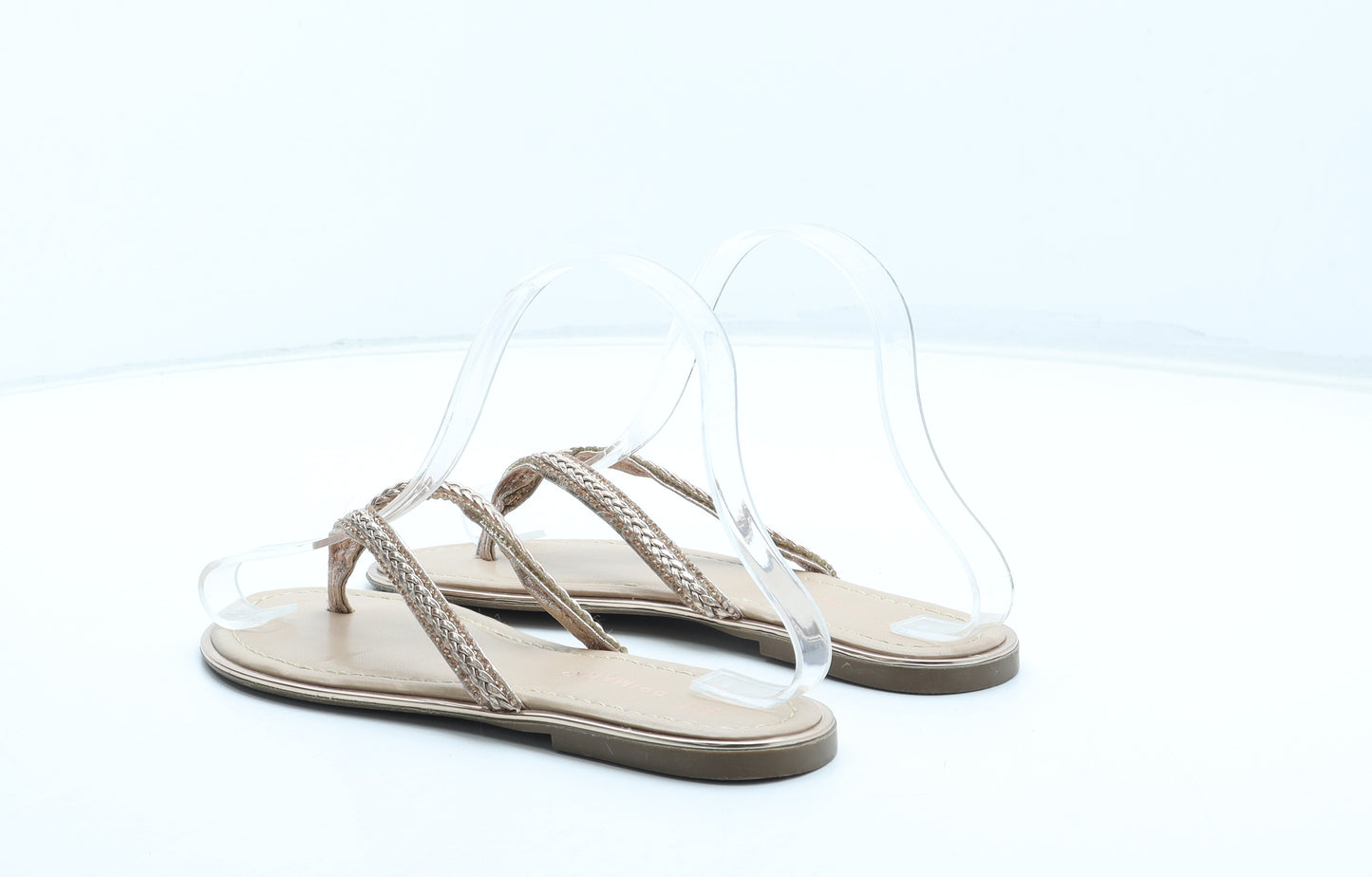 Primark Womens Gold Synthetic Thong Sandal UK