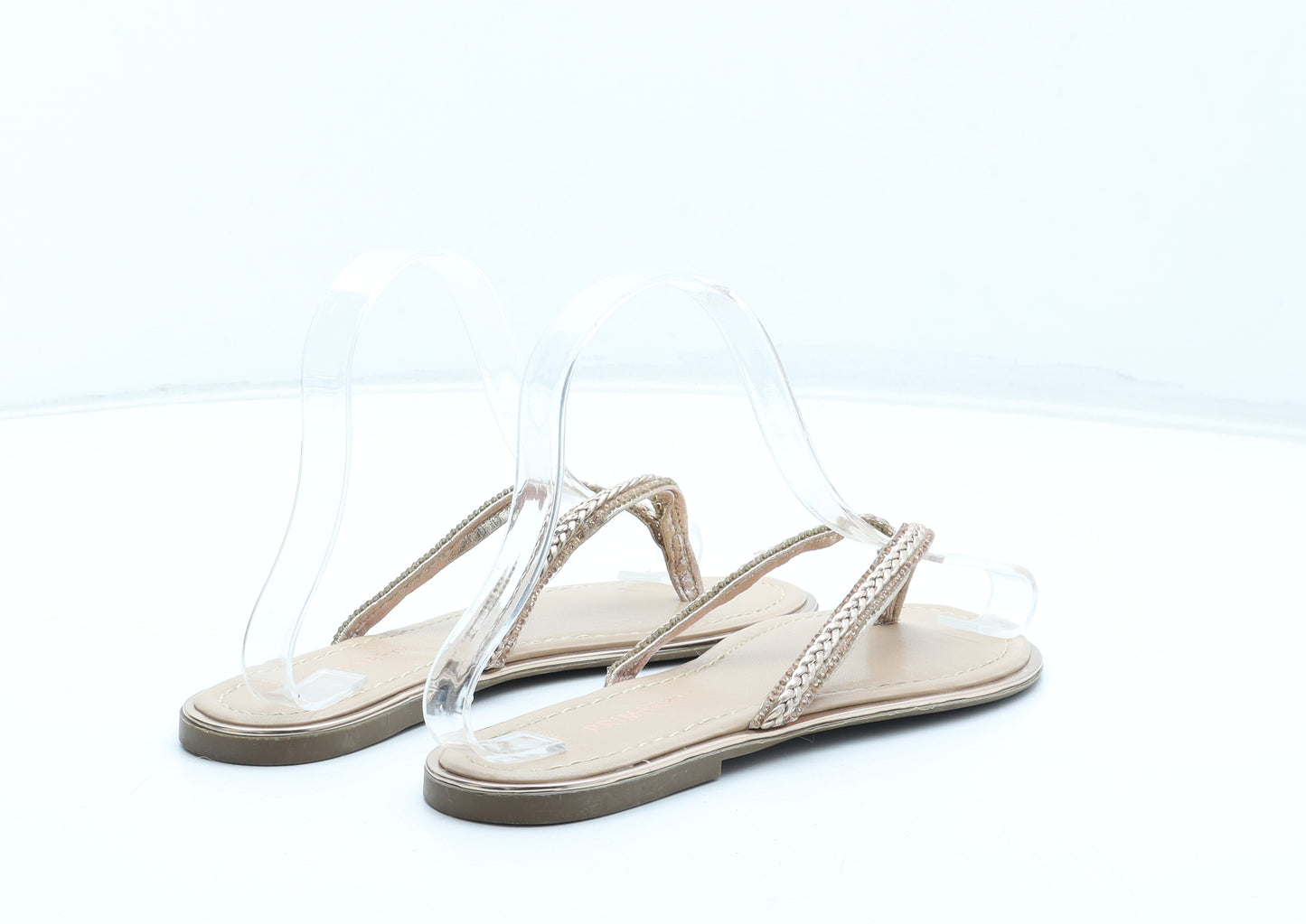 Primark Womens Gold Synthetic Thong Sandal UK