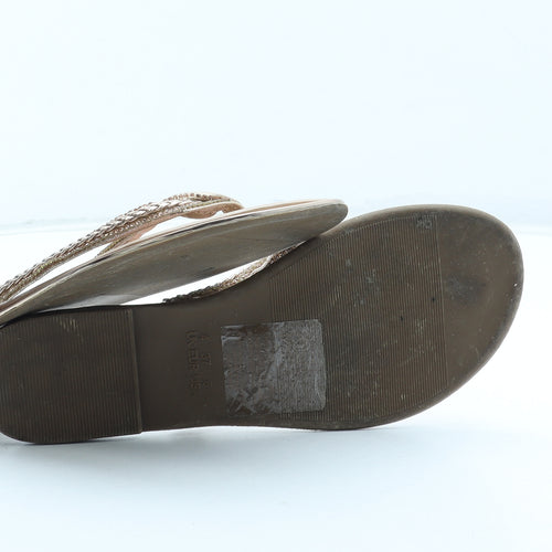 Primark Womens Gold Synthetic Thong Sandal UK