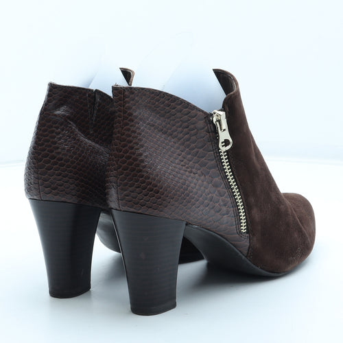 Caprice Womens Brown Polyester Bootie Boot UK - Croc Texture