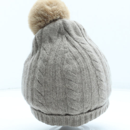 Laycuna Womens Beige Acrylic Bobble Hat One Size