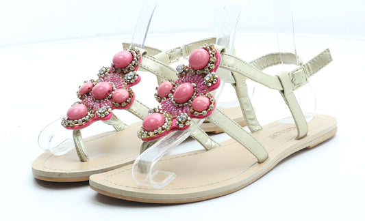 Olivia Miller Womens Multicoloured Polyurethane Thong Sandal UK - Estimated UK Size 4