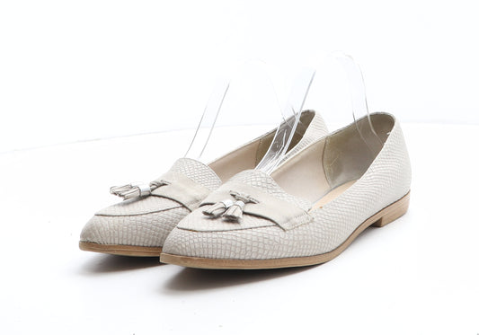 Marks and Spencer Womens Beige Polyurethane Slip On Casual UK - Croc Texture
