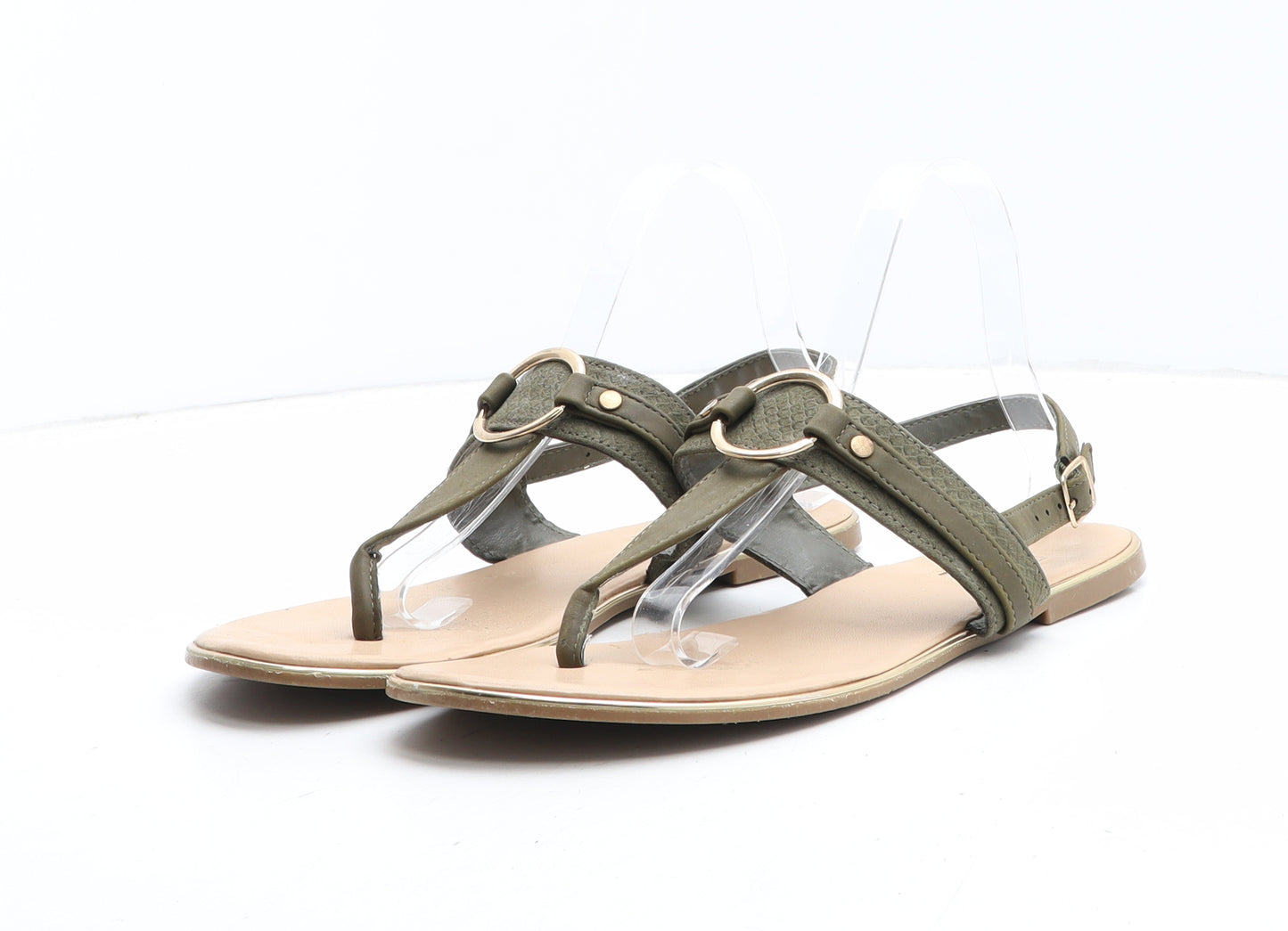 Primark Womens Green Synthetic Thong Sandal UK