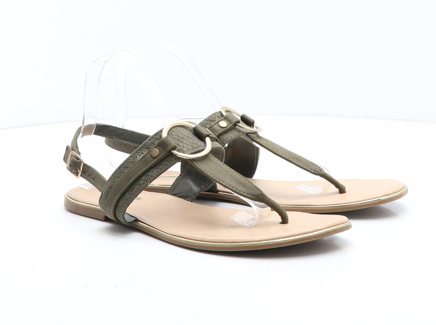 Primark Womens Green Synthetic Thong Sandal UK