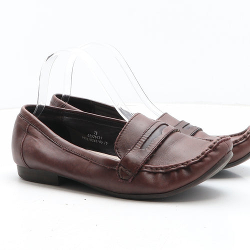 FootGlove Womens Brown Leather Slip On Casual UK