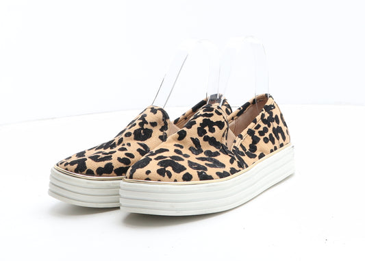 OFFICE Womens Brown Animal Print Synthetic Slip On Casual UK - Leopard Pattern UK Size Estimated 3
