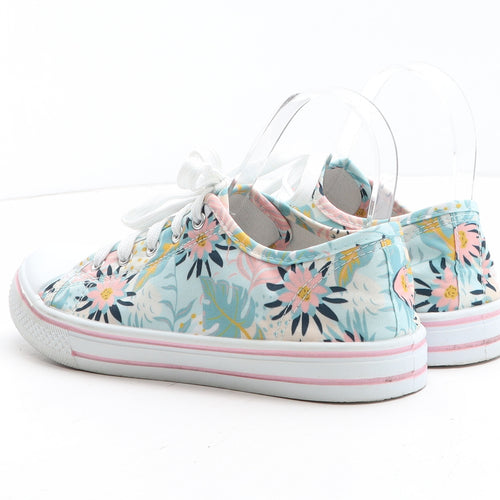 Red Fish Womens Blue Floral Fabric Trainer UK