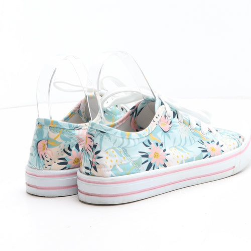 Red Fish Womens Blue Floral Fabric Trainer UK