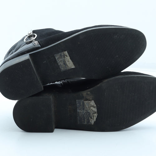 Primark Womens Black Polyester Bootie Boot UK - Croc Texture