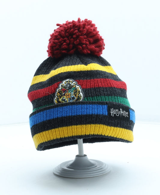 Nutmeg Boys Multicoloured Striped Acrylic Bobble Hat Size S - Harry Potter Size 7-10 Years