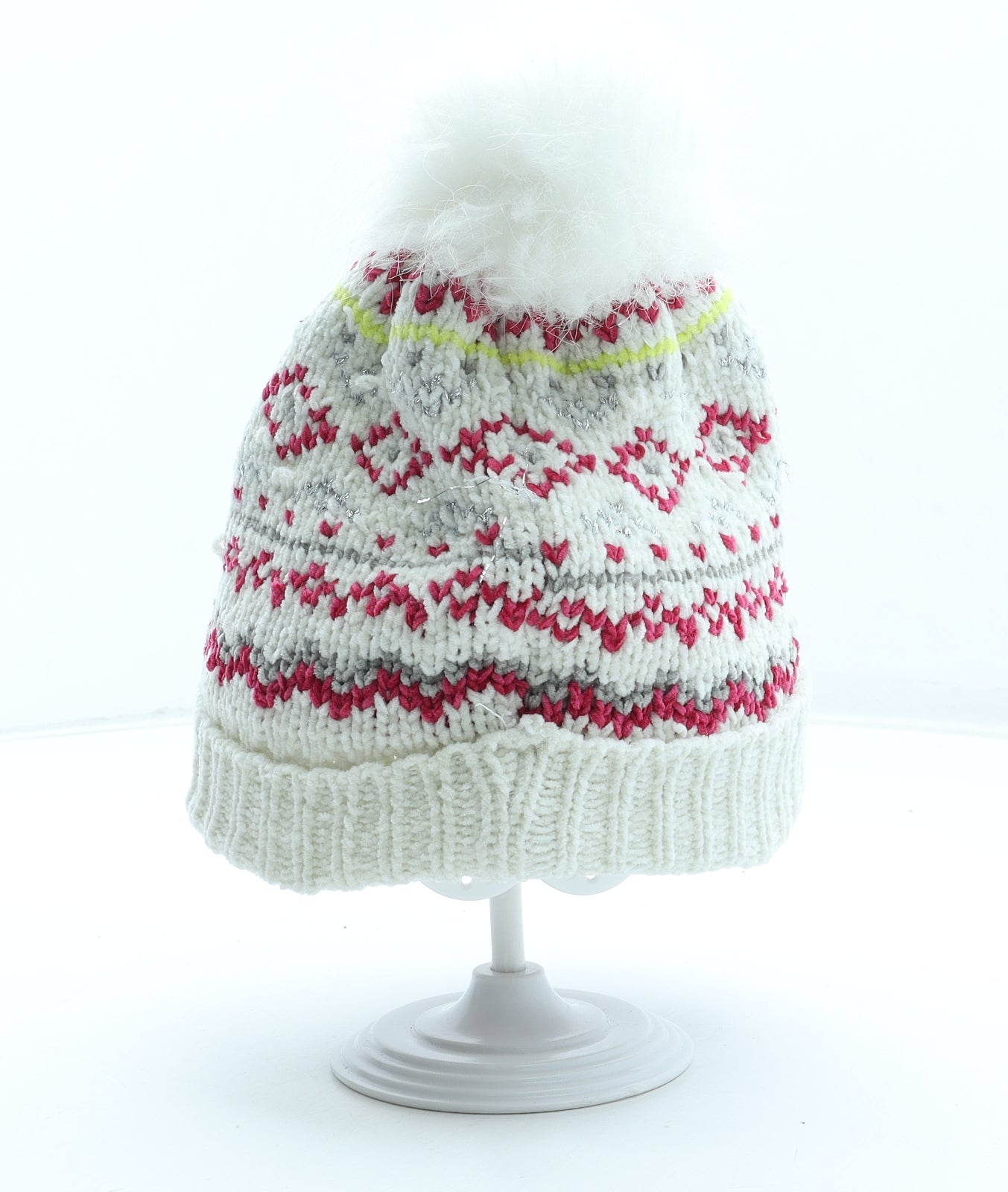 Peacocks Girls Multicoloured Fair Isle Polyester Bobble Hat One Size - Size 10-13 Years