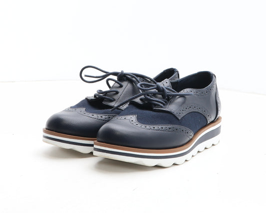 TU Womens Blue Synthetic Oxford Casual UK - Brogue Style