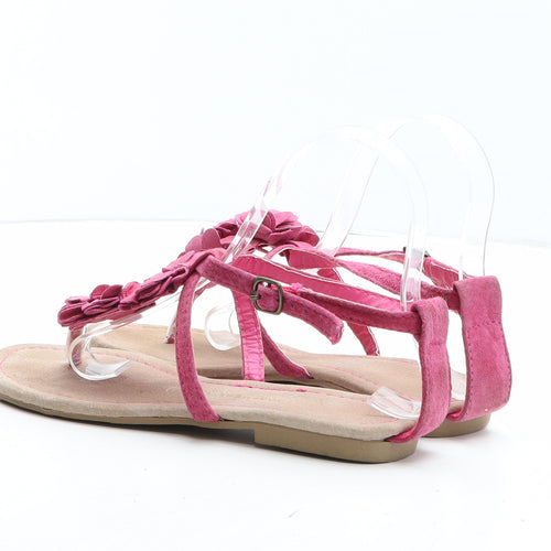 Atmosphere Womens Pink Floral Leather Thong Sandal UK