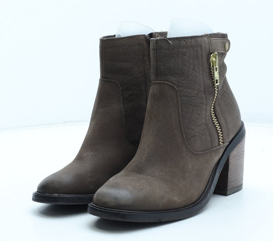 Schuh Womens Brown Leather Bootie Boot UK