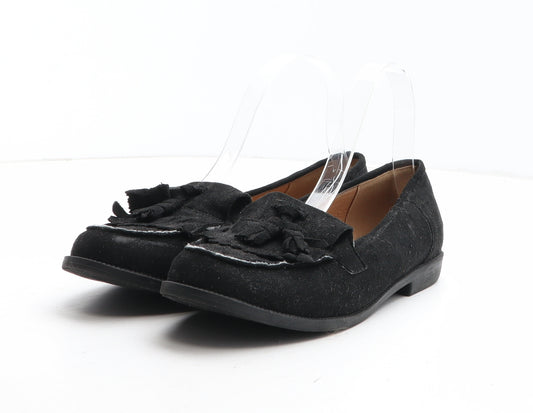 Vintage Style Womens Black Synthetic Loafer Casual UK