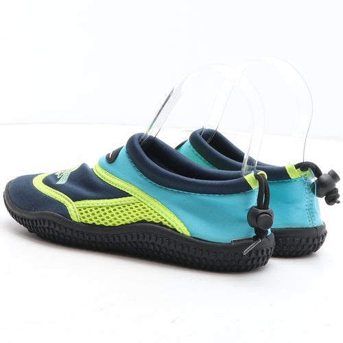 Crane Boys Blue Colourblock Fabric Slip On Casual UK 1 - Aqua Shoes