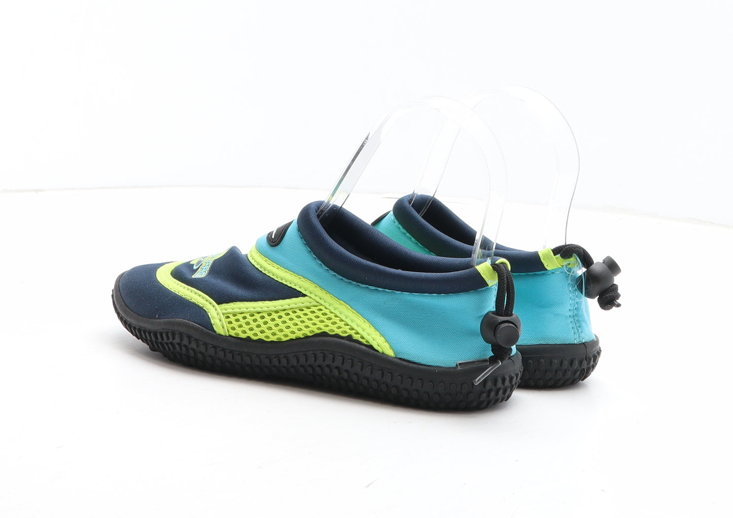 Crane Boys Blue Colourblock Fabric Slip On Casual UK 1 - Aqua Shoes