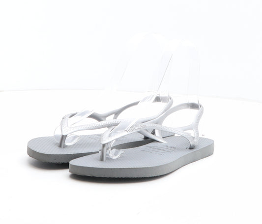 Havaianas Womens Grey Synthetic Thong Sandal UK - UK Size Estimated 3