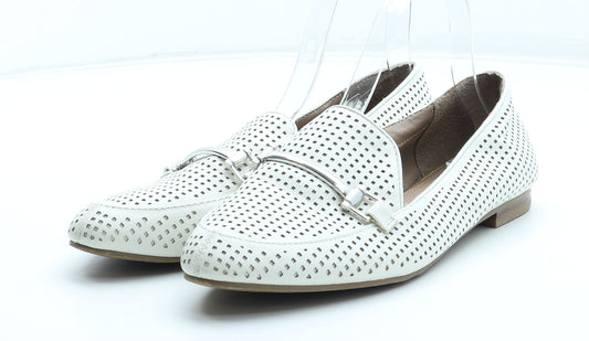NEXT Womens White Geometric Polyurethane Loafer Flat UK