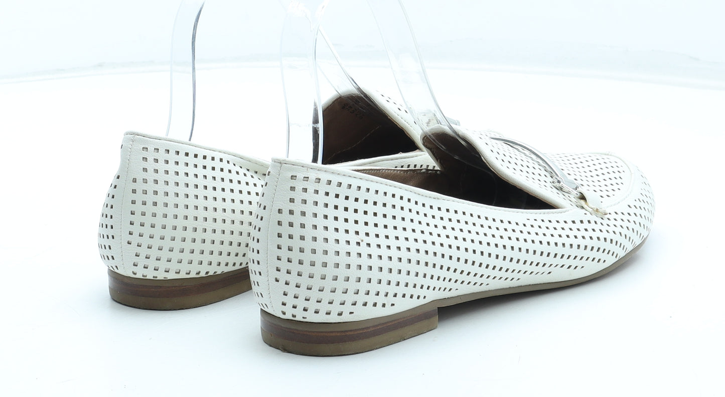 NEXT Womens White Geometric Polyurethane Loafer Flat UK