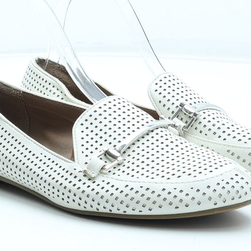 NEXT Womens White Geometric Polyurethane Loafer Flat UK
