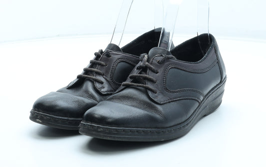 Rieker Womens Black Leather Slip On Flat UK - Estimated UK Size 5