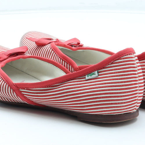 Lacoste Womens Red Striped Polyester Slip On Flat UK