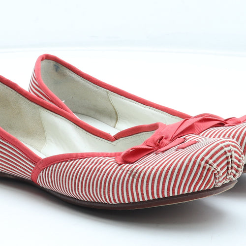 Lacoste Womens Red Striped Polyester Slip On Flat UK