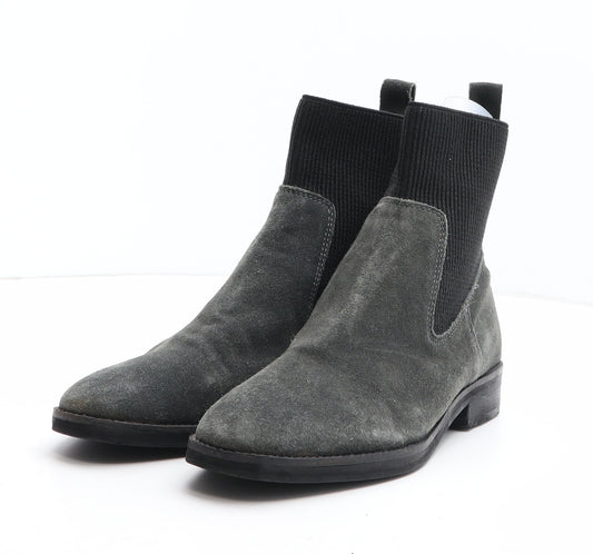 Topshop Womens Grey Colourblock Fabric Sock Boot UK