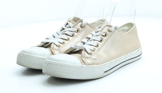 PEP&CO Womens Gold Polyester Trainer UK