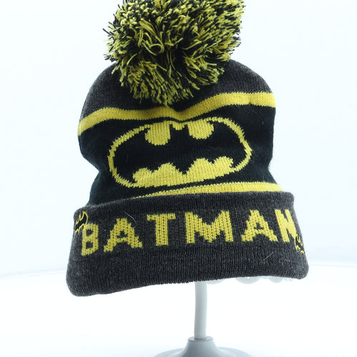Batman Boys Black Acrylic Bobble Hat One Size