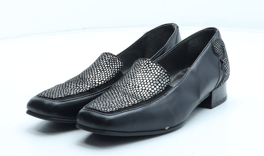 R.P. Ellen Womens Black Geometric Leather Slip On Casual UK