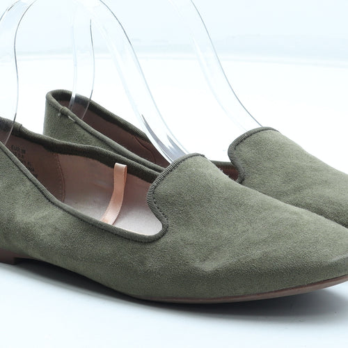 H&M Womens Green Polyester Slip On Flat UK