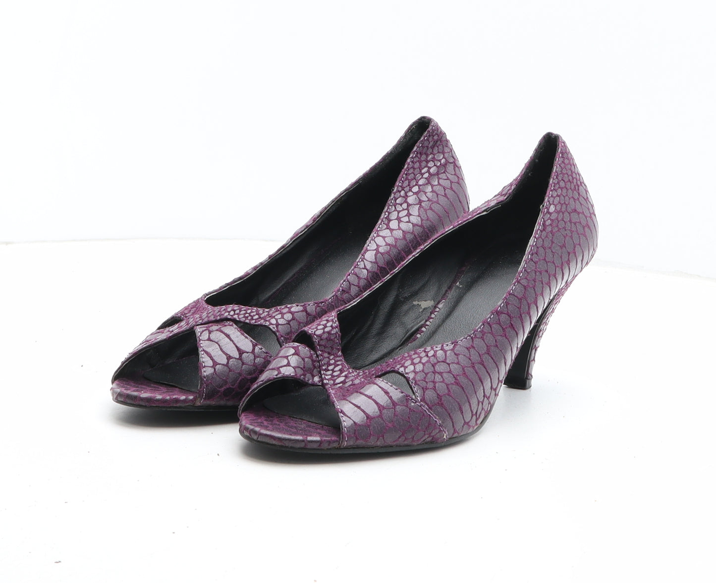 Tommy & Kate Womens Purple Synthetic Court Heel UK - Croc Texture