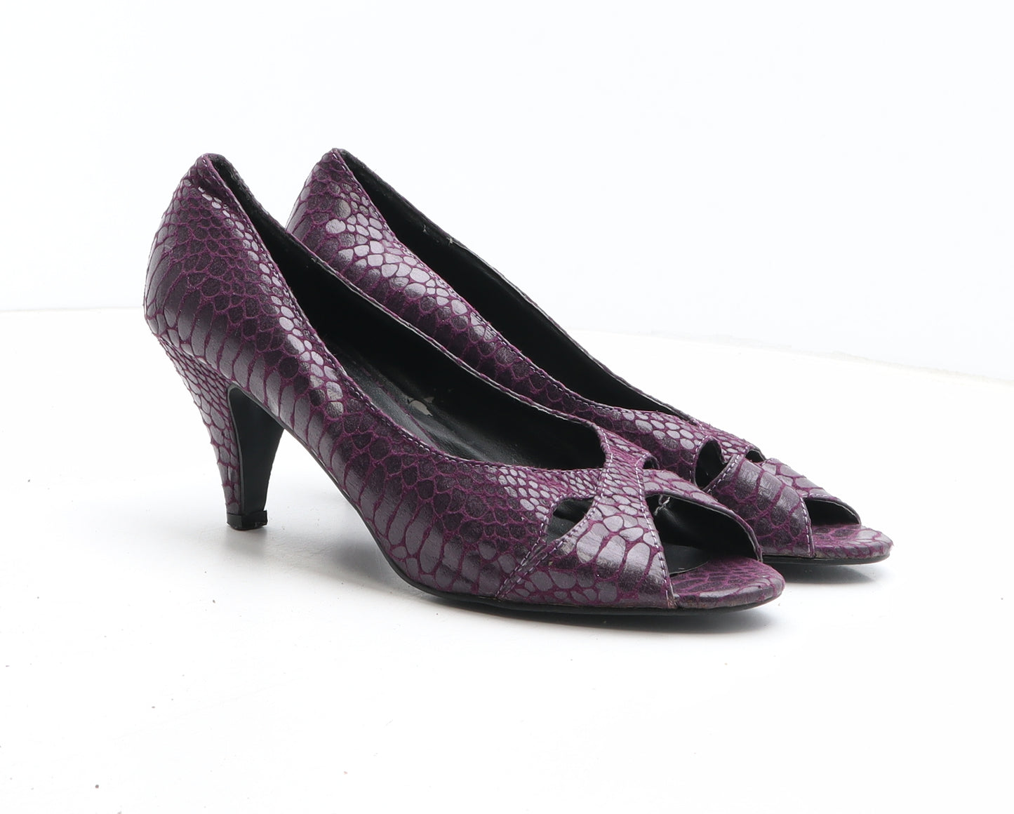 Tommy & Kate Womens Purple Synthetic Court Heel UK - Croc Texture