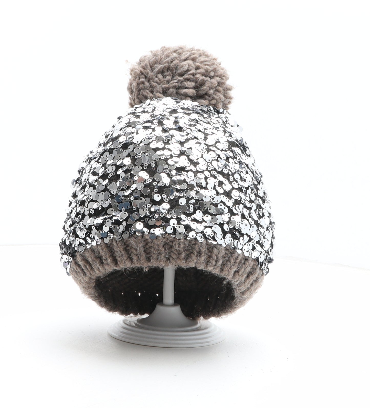 NEXT Womens Silver Acrylic Bobble Hat One Size