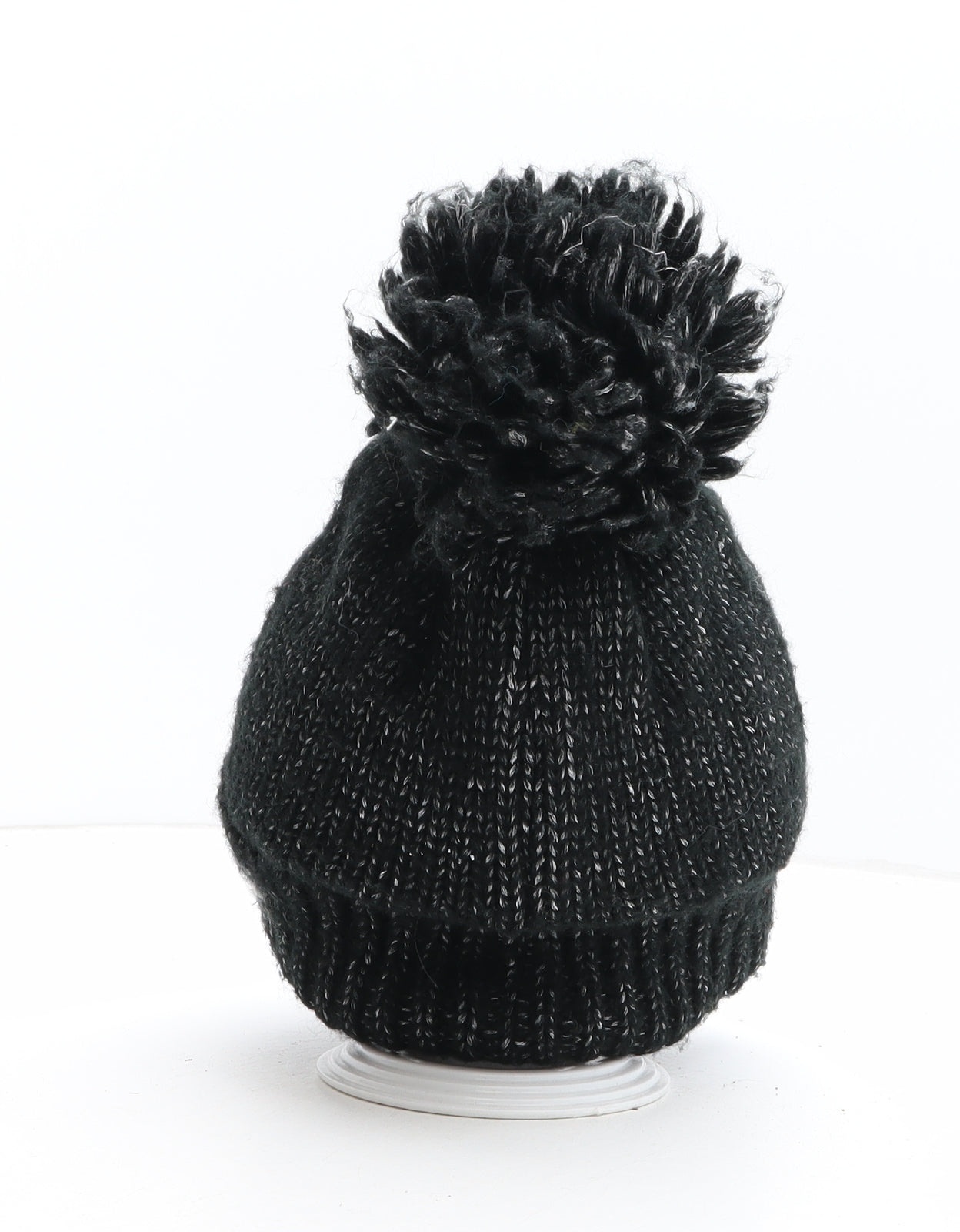 TU Girls Black Acrylic Bobble Hat One Size - Star Moon Detail